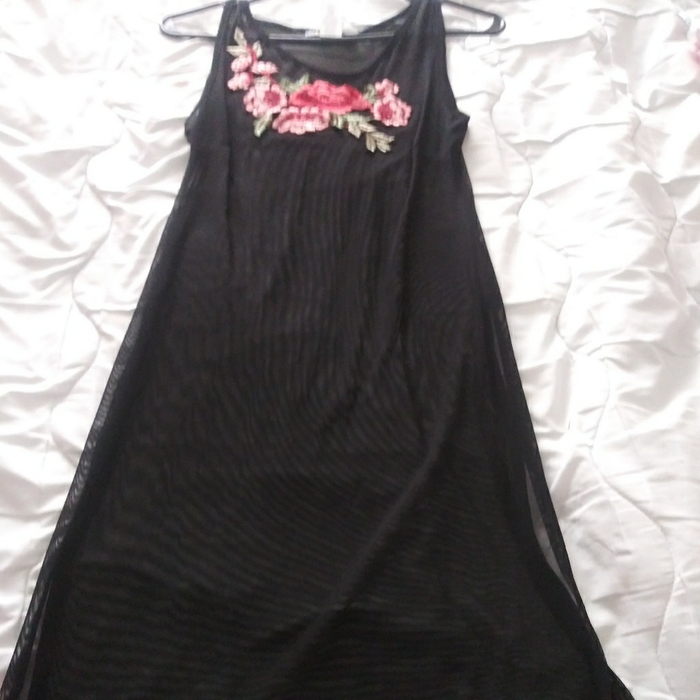 Floral patch double split dress